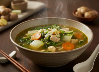 Sup Sawi Putih Kuah Jahe, Pilihan Hidangan Hangat dan Menyegarkan untuk Mencegah Masuk Angin dan Menjaga Kesehatan